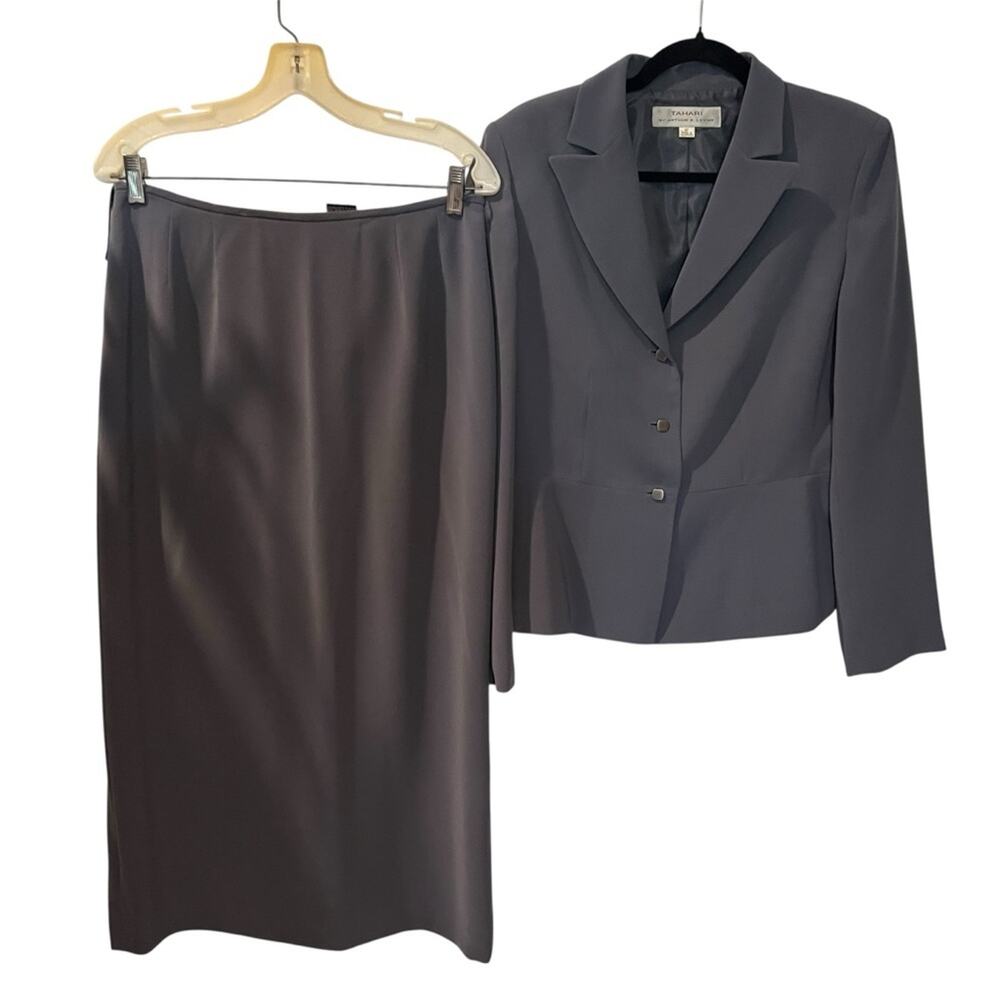 Tahari 2Piece Blazer Jacket Midi Skirt Set Size 10 - Picture 2 of 6